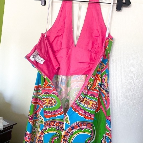 Lilly Pulitzer Dress Chellis Halter Paisley Maxi Summer Jewel Of The Pool 2 GUC - Picture 7 of 7